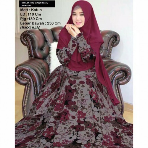 GAMIS TDS MAXI DRESS RESTI MAROON 